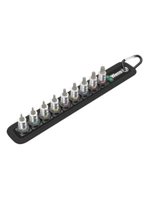 Fullt utsnitt av Belt A 3 Zyklop Bitspipesett Torx 1/4" 9stk TX8-40 (produktet) fremstilt på en transparent bakgrunn