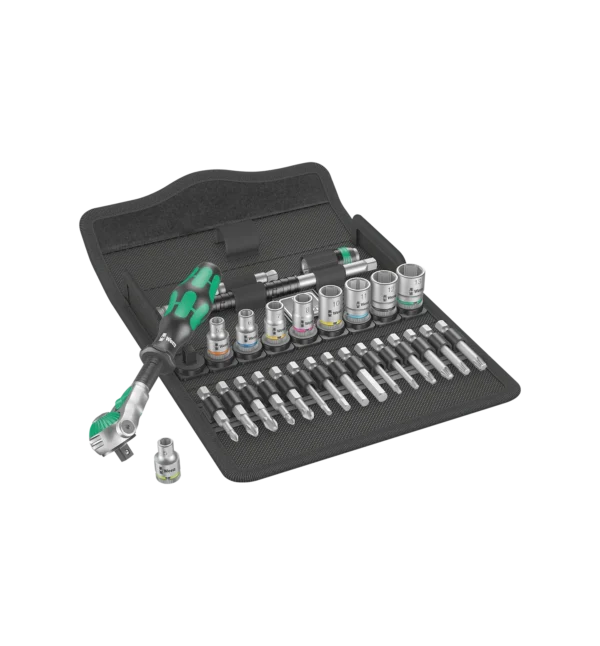 Fullt utsnitt av 8100 6 Zyklop Speed Skrallesett 29 deler 1/4" (produktet) fremstilt på en transparent bakgrunn
