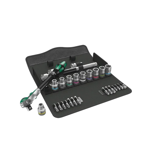 Fullt utsnitt av 8100 6 Zyklop Speed Skrallesett 28 deler 1/2" (produktet) fremstilt på en transparent bakgrunn