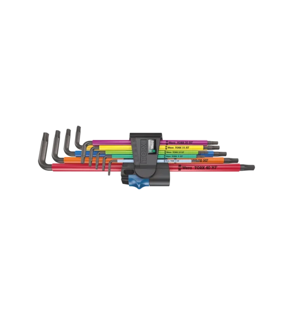 Fullt utsnitt av 967/9 TX XL Multicolour HF 1 L-nøkkelsett Torx TX8-40 9stk (produktet) fremstilt på en transparent bakgrunn