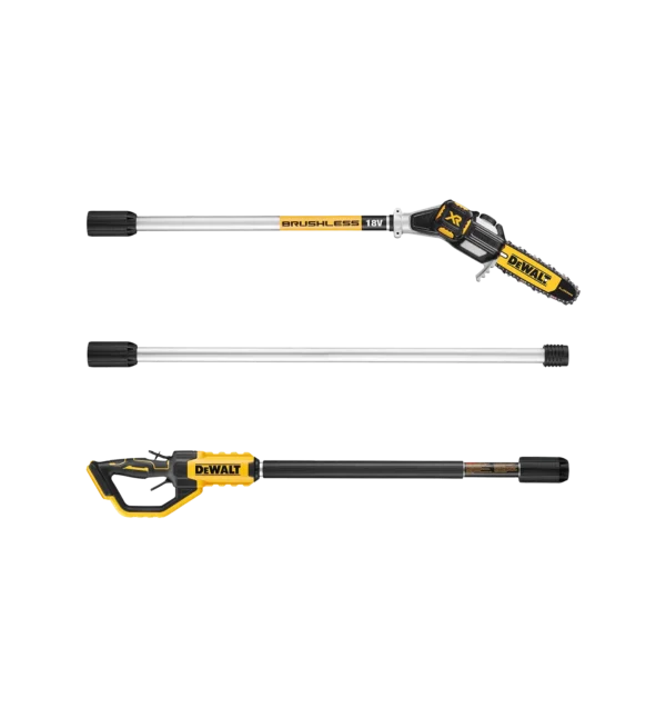 Detaljer på DCMPS567 Grensag 18V XR Teleskopisk 3m (produktet) fremstilt på en transparent bakgrunn