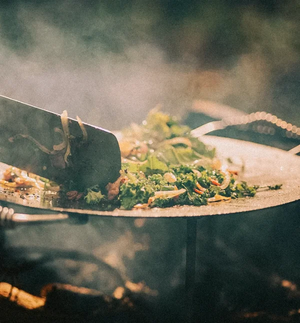 Ekstra utsnitt av Stekehelle ø48cm Sort (produktet) i brukssituasjon