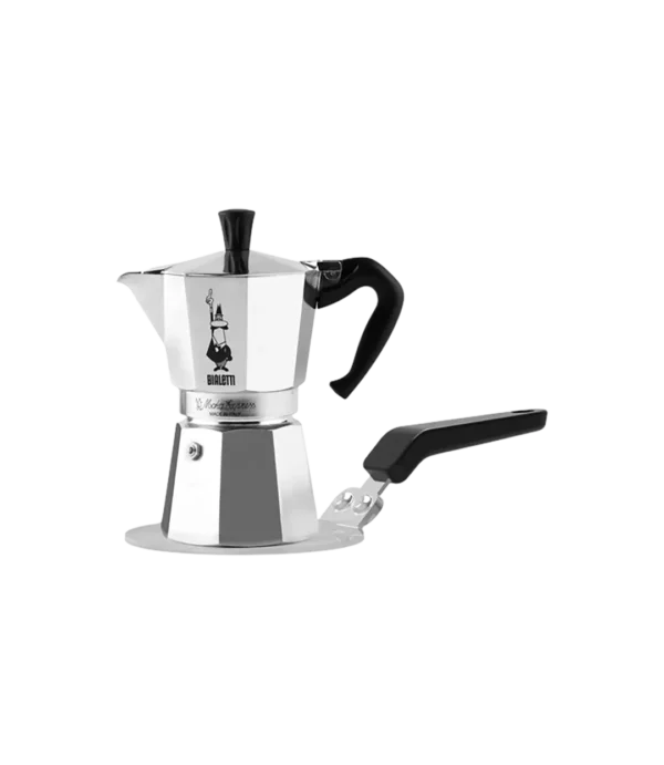 Detaljer på Moka Express Espressokoker 6 kopper (produktet) fremstilt på en transparent bakgrunn