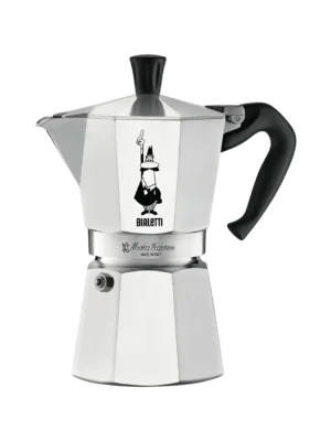 Fullt utsnitt av Moka Express Espressokoker 6 kopper (produktet) fremstilt på en transparent bakgrunn