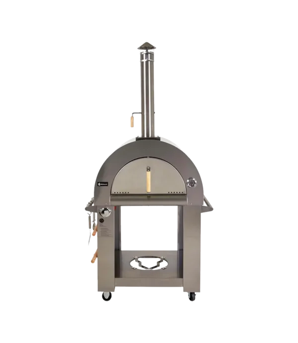 Fullt utsnitt av Pizzaovn Ved- & Gassfyring 78x78x122cm (produktet) fremstilt på en transparent bakgrunn