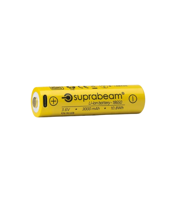 Fullt utsnitt av M-serie M6r/M6xr Batteri 18650 Li-ion 3000mAh USB-C (produktet) fremstilt på en transparent bakgrunn